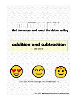 Preview of Math Smileys - addition and subtraction practice