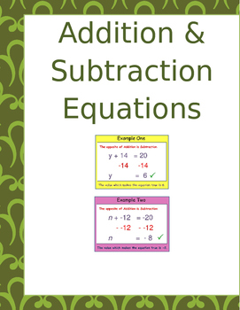 Preview of Math: Solving Addition & Subtraction Equations 4 pages 16 problems per page.