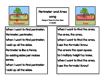 Math Songs! Perimeter and Area by Mary Smiley Tucker | TpT