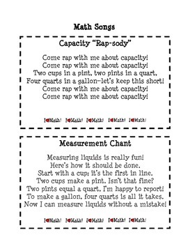 Preview of Math Songs on Capacity, Rounding, Measurement, Subtraction etc.