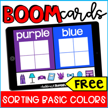 Preview of Math: Sorting Basic Colors BOOM CARDS {distance learning} FREE