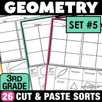 Preview of Math Interactive Notebook 3rd Grade Classifying Shapes, Types of Lines Review