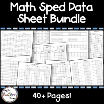 Preview of Math Special Education Data Sheet Bundle (Number ID, Counting, Equations & More)