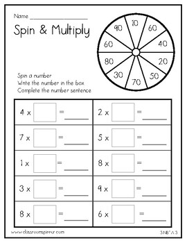 Preview of Math - Multiply one-digit whole numbers by multiples of 10 - Spinner Activity