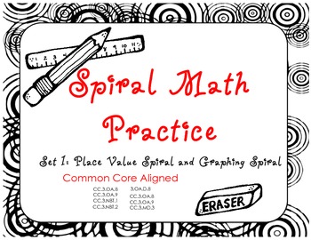 Preview of Math Spiral Practice Pages- Third Grade