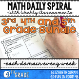 Math Spiral Review- 3rd, 4th and 5th Grade Bundle!