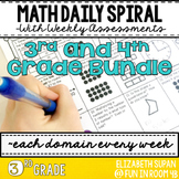 Math Spiral Review- 3rd and 4th Grade Bundle!