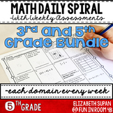 Math Spiral Review- 3rd and 5th Grade Bundle!