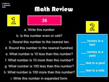 Preview of Math Spiral Review 3rd grade weeks 1-18