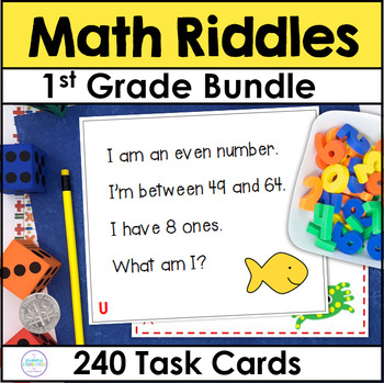 Preview of Math Spiral Review - Addition, Subtraction, Place Value Riddles Gr 1 Puzzles