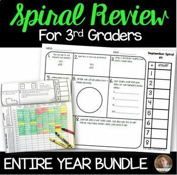 Preview of 3rd Grade Daily Math Spiral Review Bundle | Great for Warm Up or Morning Work