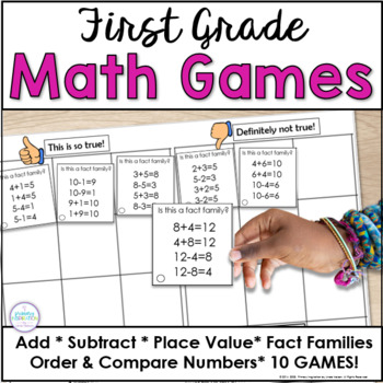 Preview of First Grade Math Enrichment - End of the Year Spiral Math Review Games