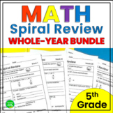 Math Spiral Review Worksheets 5th Grade BUNDLE