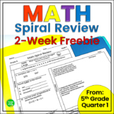 Math Spiral Review Worksheets 5th Grade FREEBIE