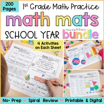 Preview of 1st Grade Math Review Packets with Spiral Math Review Spring Math Worksheets
