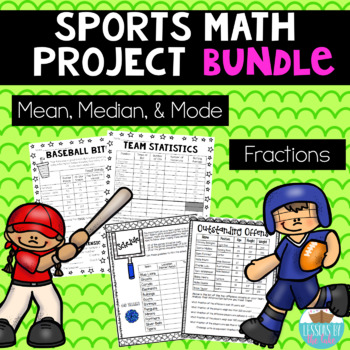 Preview of Math Sports Project Bundle {fractions & mean, median, mode}