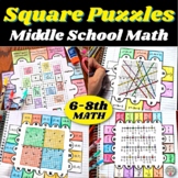 Middle School Math Square Cut and Paste Puzzles Great for 