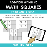 Math Squares: Addition to 50 | Self-Correcting Mental Math