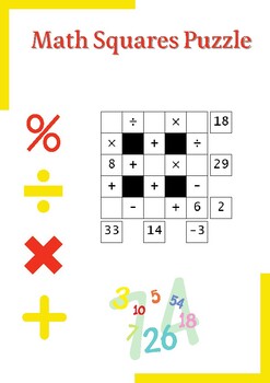 Math Squares Puzzle MATH Squares Puzzle Wrksheet for kids | TPT