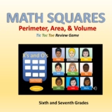 Math Squares, Tic Tac Toe,  for  Middle School Area, Perimeter and Volume Review