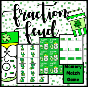 Preview of March Math St Patrick's Day Game- Fraction Memory Match- Centers Activity