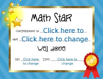 Preview of Math Star Certificate