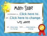 Math Star Certificate