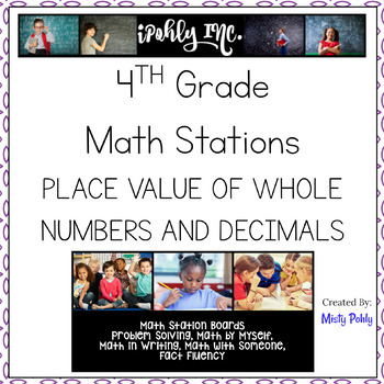 Preview of Math Station Boards 4th Grade Place Value of Whole Numbers and Decimals