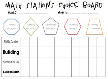 Preview of Math Station Choice Board *Editable*