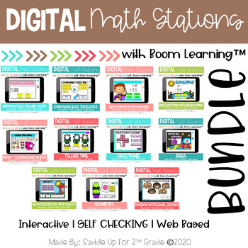 Preview of Math Station Digital Task Cards BUNDLE | Boom Cards™ | Distance Learning