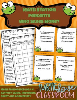 Preview of Math Station: Percents and Savings Task Cards