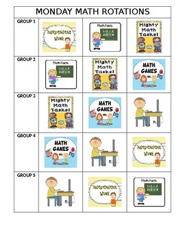 Preview of Math Station Rotation Chart