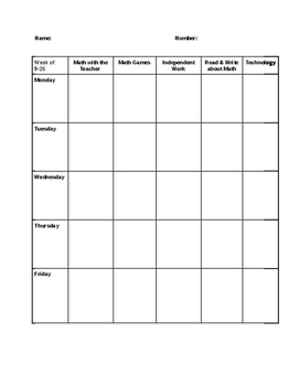 Preview of Math Stations Checklist