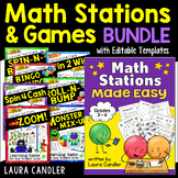 Math Centers | Math Stations with Games for Task Cards Bundle