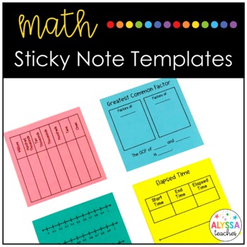 Preview of Math Sticky Notes Templates