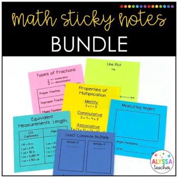 Preview of Math Sticky Notes Templates Bundle