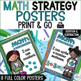Math Strategies Add and Subtract Mini-Anchor Charts Blue/Green