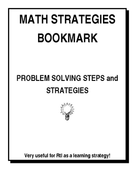 Preview of Math Strategies Bookmark - Useful for MTSS Strategies!
