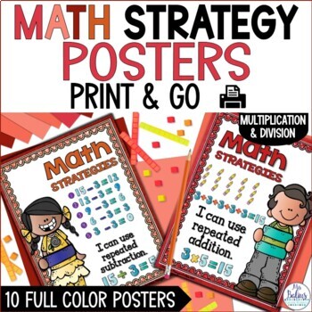 Preview of Math Strategies {Multiplication and Division} Mini-Anchor Charts Red/Orange