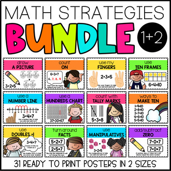 Preview of Math Strategies Posters Bundle | Math Posters