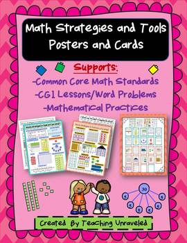 Preview of Math Strategies and Tools Posters and Cards - CCSS/CGI