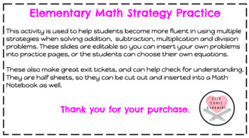 Preview of Math Strategy Fluency Practice