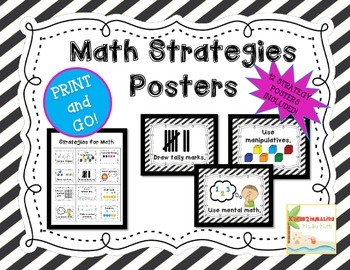 Preview of Math Strategy Mini Anchor Posters/Charts for Addition and Subtraction