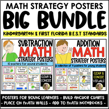 Preview of Math Strategy Posters Addition & Subtraction Kindergarten & 1st Florida B.E.S.T.