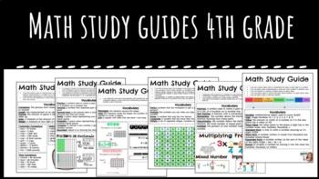 Preview of Math Study Guides 4th Grade REVIEW (Test Prep Material Standards Based)