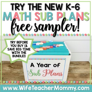 Preview of Math Sub Plan Lesson FREEBIE for K-6!