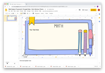 Preview of Math Subject Powerpoint _ Google Slides - Boho Rainbow Theme