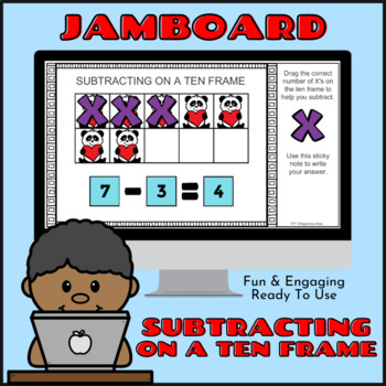 Preview of Subtracting on a Ten Frame Up To Ten - Math Google JamBoard! Fun & Engaging
