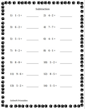 Math Subtraction, 100 Printable, Practice Worksheets. by GeDesPi-Printables