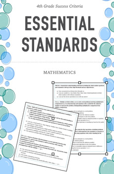 Preview of Math Success Criteria - Essential Standards for 4th Grade